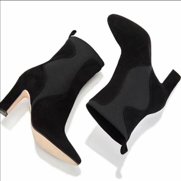 New Tamara Mellon Brim 90 Suede Stretch Booties Heels Women’s 7.5 - Picture 6 of 8